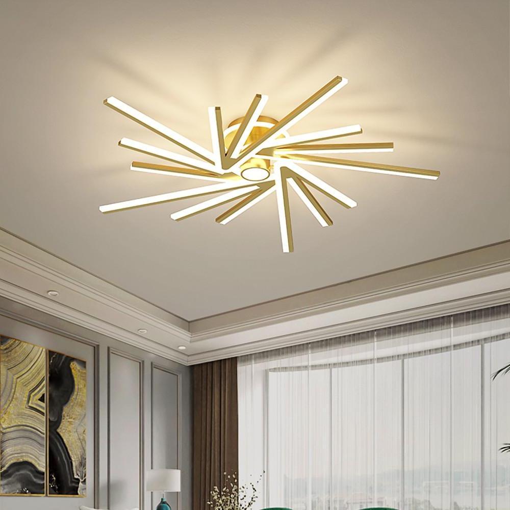 Modern Flower Shaped LED Ceiling Light Abstract Gold Geometric Flush Mount Fixture