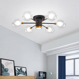 Modern 6 Light Globe Glass Flush Mount Ceiling Light for Bedroom and Living Room