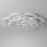Flower Shaped LED Ceiling Light Flush Mount Fixture with Crystal Pendants for Bedroom Living Room