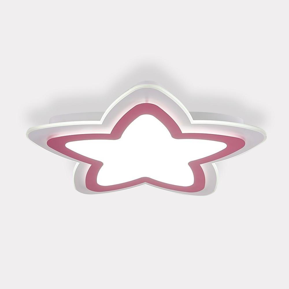 White Star Shaped LED Flush Mount Ceiling Light Minimalist Metal Fixture for Small Rooms