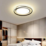 Modern Circular LED Flush Mount Ceiling Light for Bedroom and Living Room in Black or Gold