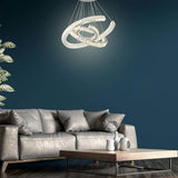Modern Wave Crystal LED Flush Mount Ceiling Light Stainless Steel Fixture for Dining Room