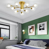 Modern Globe Glass LED Flush Mount Ceiling Light Industrial Metal Lantern Fixture