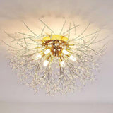 Elegant Crystal LED Flush Mount Ceiling Light Traditional Metal Chandelier Lighting Fixture