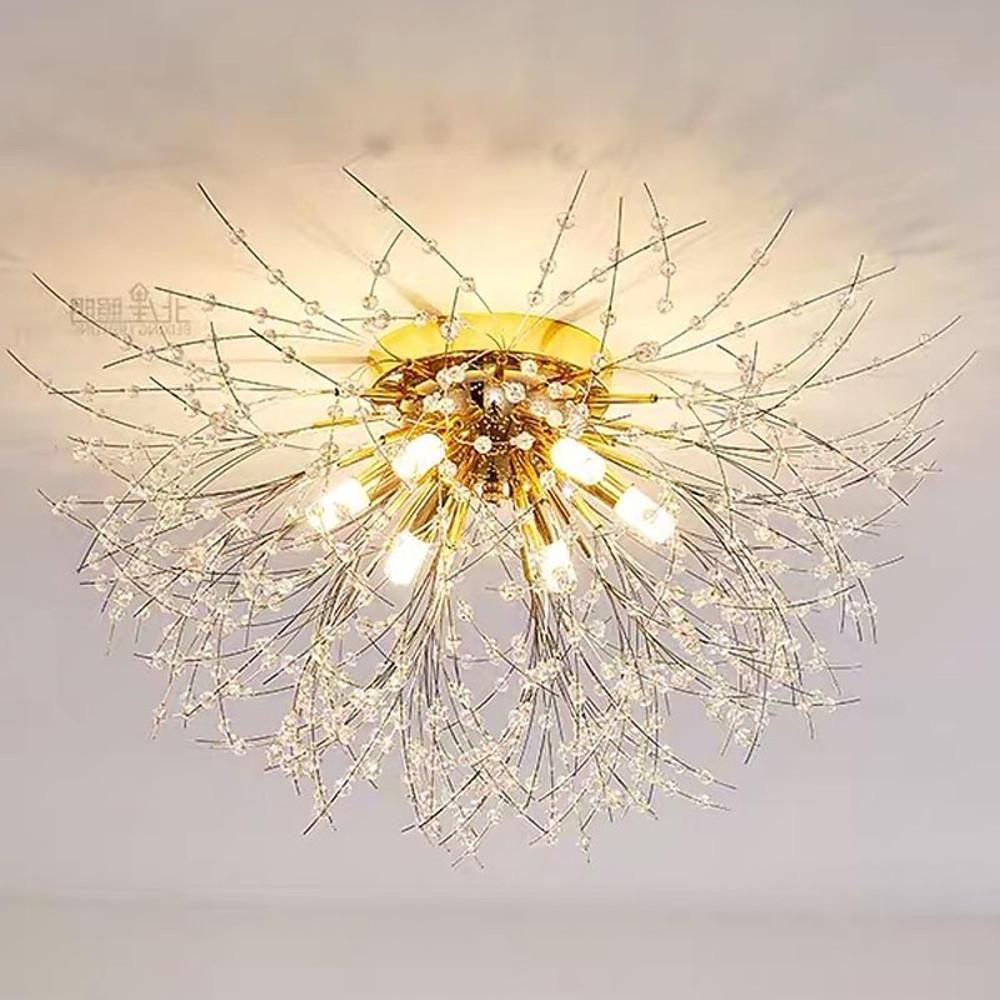 Elegant Crystal LED Flush Mount Ceiling Light Traditional Metal Chandelier Lighting Fixture