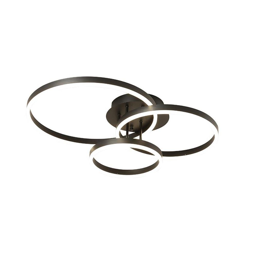 Modern Gold 3 Ring LED Flush Mount Ceiling Light Dimmable Geometric Lighting for Living Room