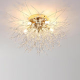 Modern 5 Light Crystal Branch Flush Mount Ceiling Light for Living Room and Bedroom
