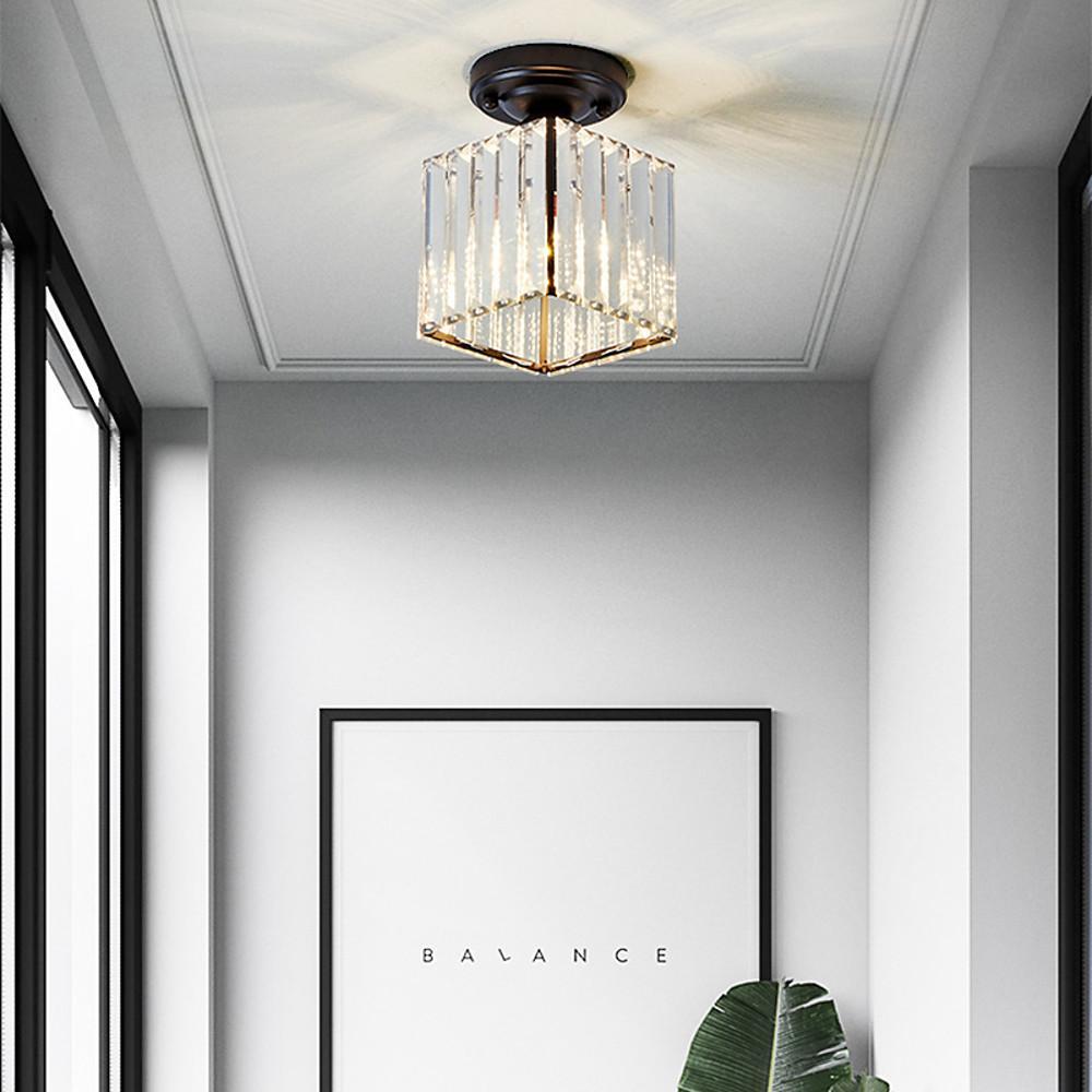 Modern Crystal LED Flush Mount Ceiling Light Industrial Metal Lamp for Hallway