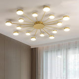 Modern 16 Light LED Cluster Flush Mount Ceiling Lamp for Living Room and Kitchen