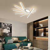 Modern Minimalist White LED Flush Mount Ceiling Light with Linear Oval Stick Design