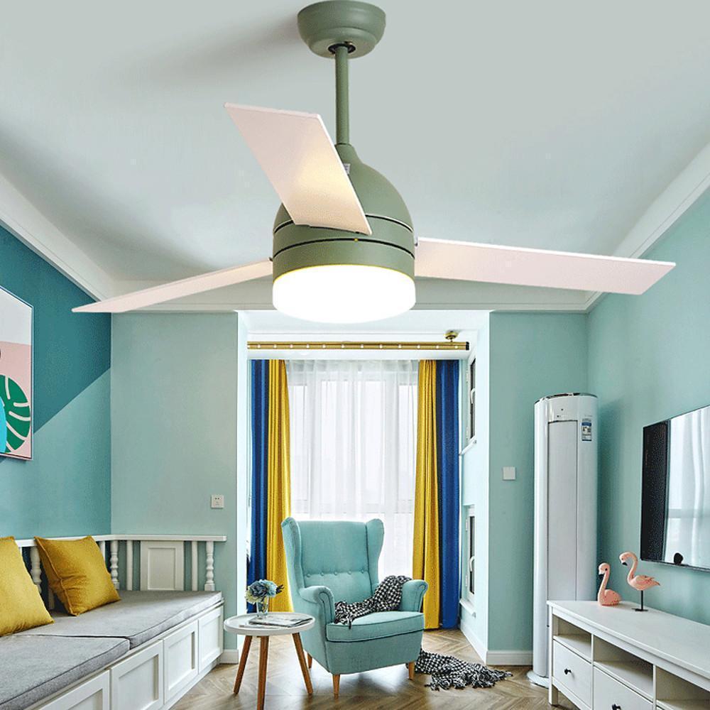 Modern LED Flush Mount Ceiling Fan with Acrylic Shade and Electroplated Metal Finish