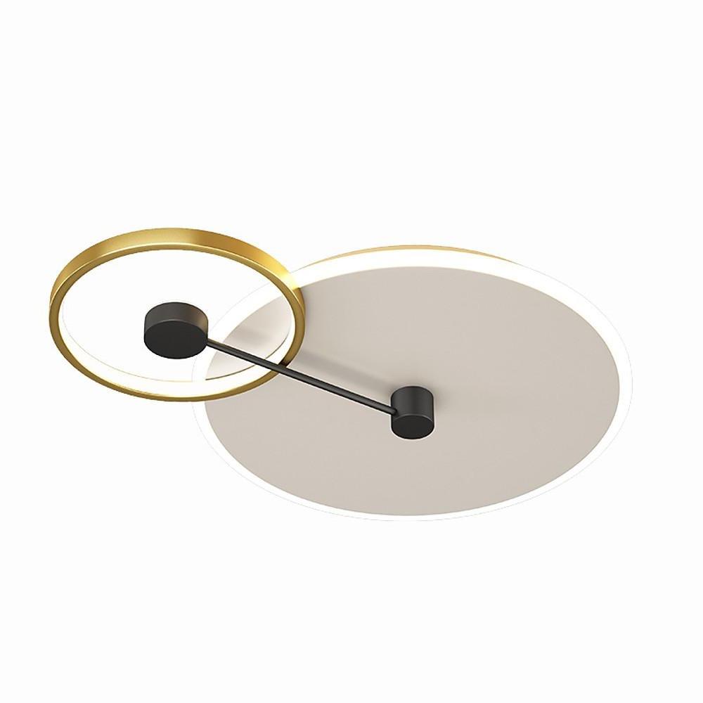 Modern Geometric Circles Dimmable LED Flush Mount Ceiling Light for Bedroom and Living Room Gold Finish
