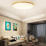 Minimalist Circular Bamboo Wood LED Flush Mount Light with Acrylic Shade