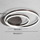 Modern Dimmable Double Ring LED Flush Mount Ceiling Light with Remote in Coffee Finish
