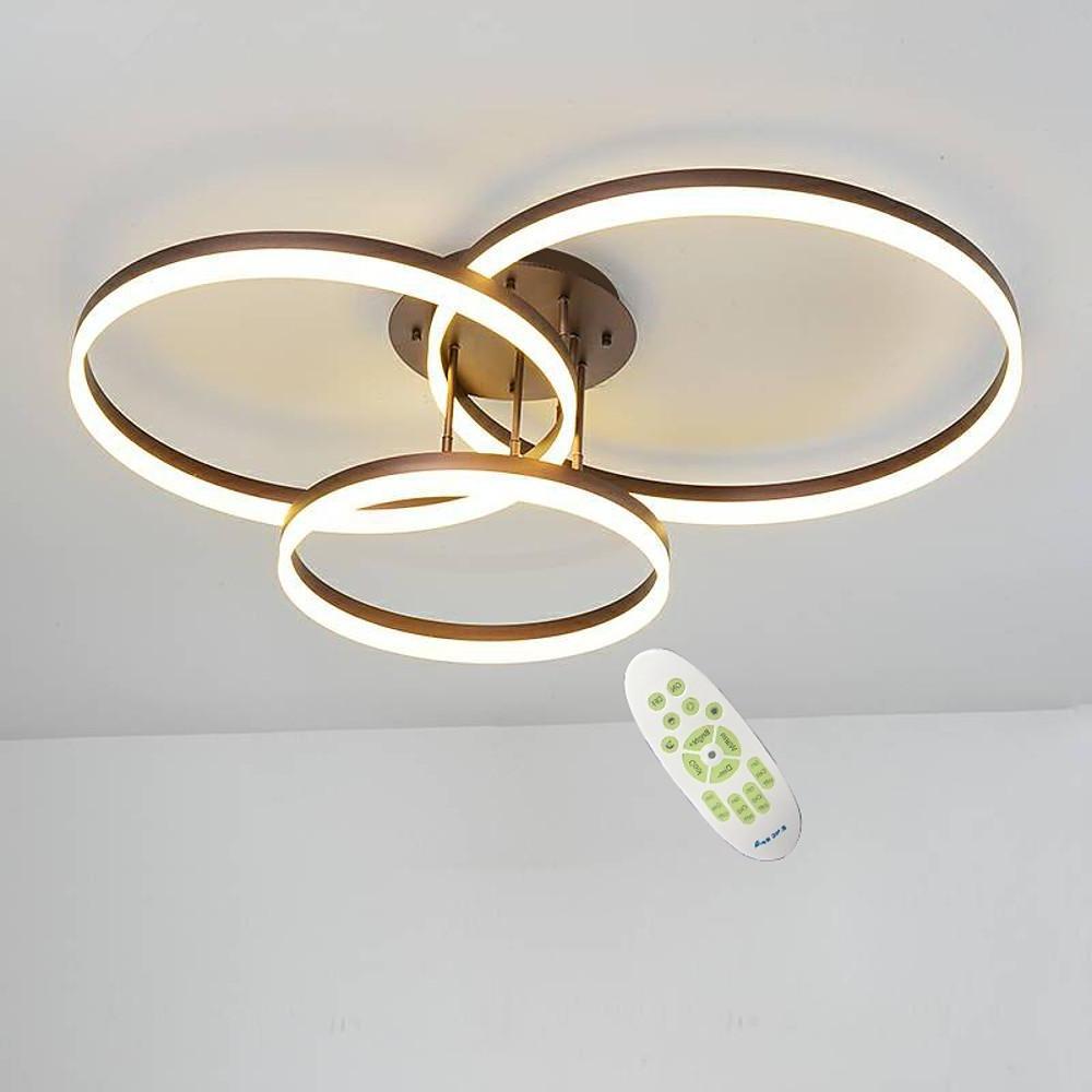 Modern Triple Ring LED Flush Mount Ceiling Light Large Metal Acrylic Dimmable Fixture 35 Inch
