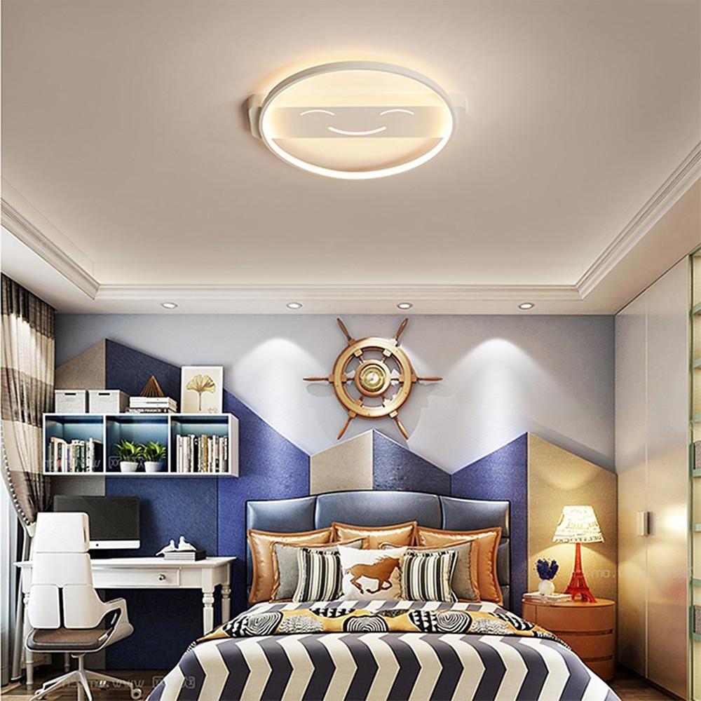 Modern Circular LED Flush Mount Ceiling Light with Metal Frame and PVC Shade for Bedroom and Living Room