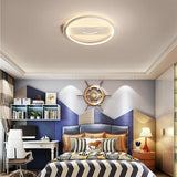 Modern Circular LED Flush Mount Ceiling Light with Metal Frame and PVC Shade for Bedroom and Living Room