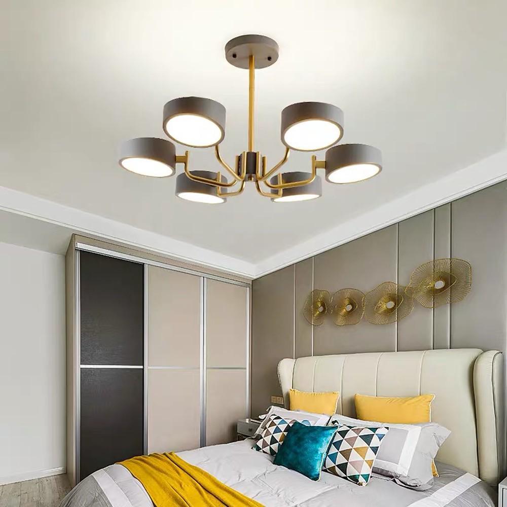 Modern Lantern 6 Light LED Flush Mount Ceiling Fixture with Painted Metal Finish for Bedrooms