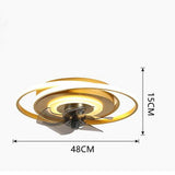 Modern Geometric LED Ceiling Fan with Interconnected Ring Design 20 Inch Low Profile Flush Mount Light