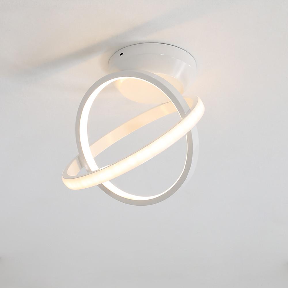 Modern Geometric Interlocking Ring LED Ceiling Light Black Flush Mount Fixture for Bedroom