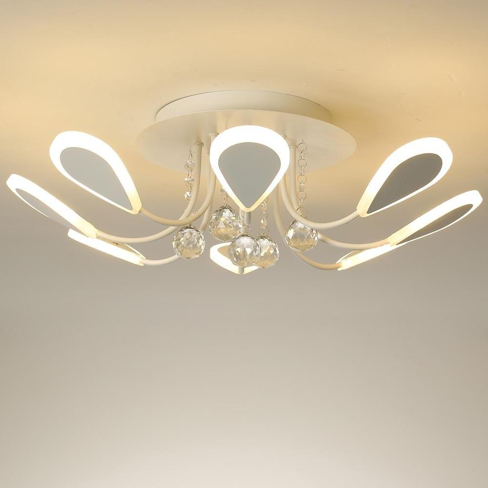 Modern LED Crystal Flush Mount Ceiling Light 8 Lights for Luxury Indoor Home Lighting