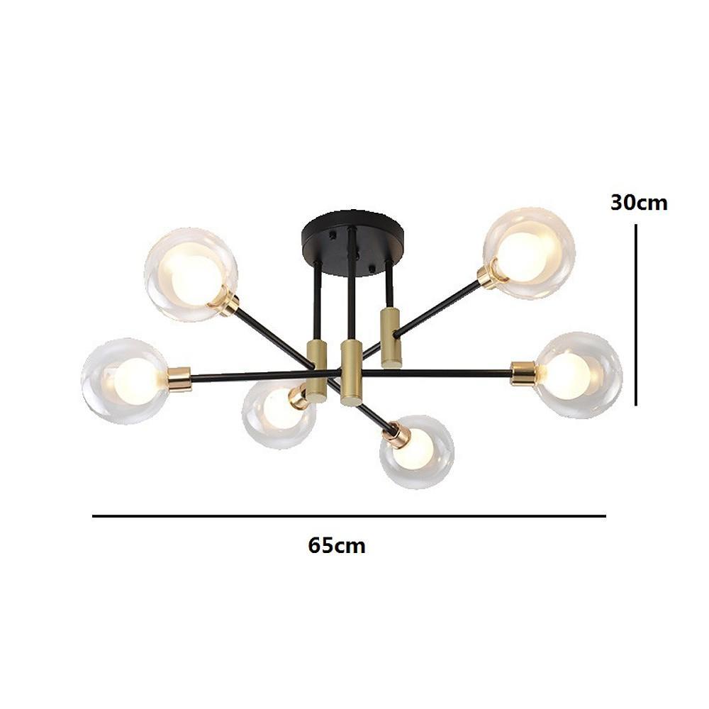 Modern 6 Light Glass Globe Sputnik Flush Mount LED Ceiling Light for Bedroom and Living Room