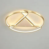 Modern Gold Geometric LED Ceiling Light Fixture Low Profile Flush Mount for Bedroom
