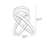 Modern Geometric Interlocking Ring LED Ceiling Light Black Flush Mount Fixture for Bedroom
