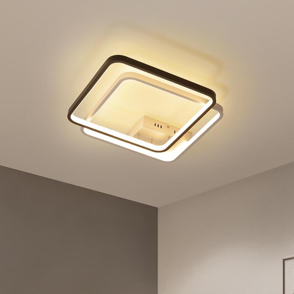 Minimalist Modern 2 Square LED Flush Mount Ceiling Light Fixture for Bedroom and Hallway
