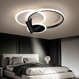 Modern Black Ring LED Flush Mount Ceiling Light with Integrated Spotlights for Living Room