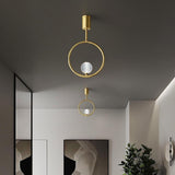 Modern Nordic Brass LED Flush Mount Ceiling Light with Ring Acrylic Globe Shade