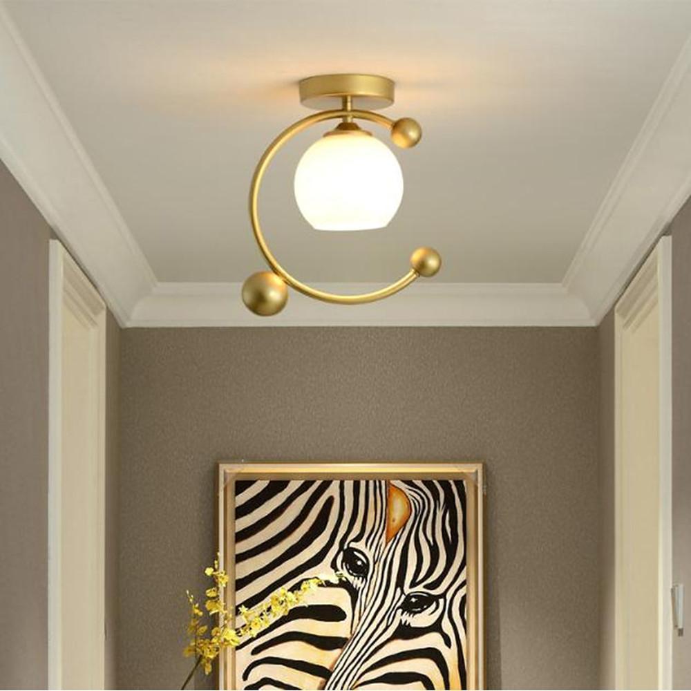 Modern Nordic Glass Globe Flush Mount Ceiling Light for Kitchen Sink Artistic Metal Fixture
