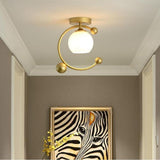 Modern Nordic Glass Globe Flush Mount Ceiling Light for Kitchen Sink Artistic Metal Fixture