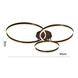 Contemporary Three Ring LED Flush Mount Ceiling Light Dimmable Geometric Metal Fixture
