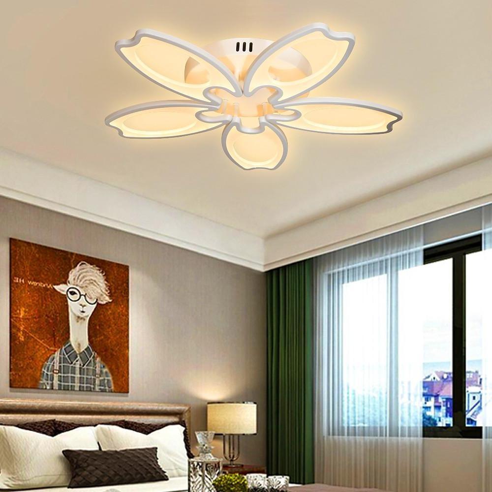 Modern Flower Petal LED Flush Mount Ceiling Light Dimmable White Petal Design Fixture