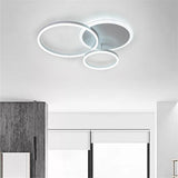 Modern 3 Layer Circle LED Flush Mount Ceiling Light Dimmable 26 Inch White Black Brown