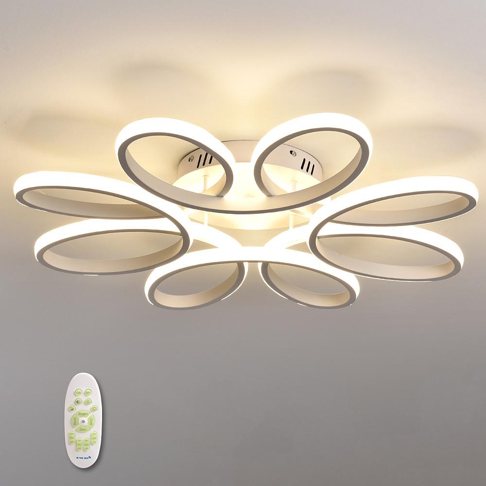 Modern Flower Shaped Dimmable LED Flush Mount Ceiling Light in White Finish for Home