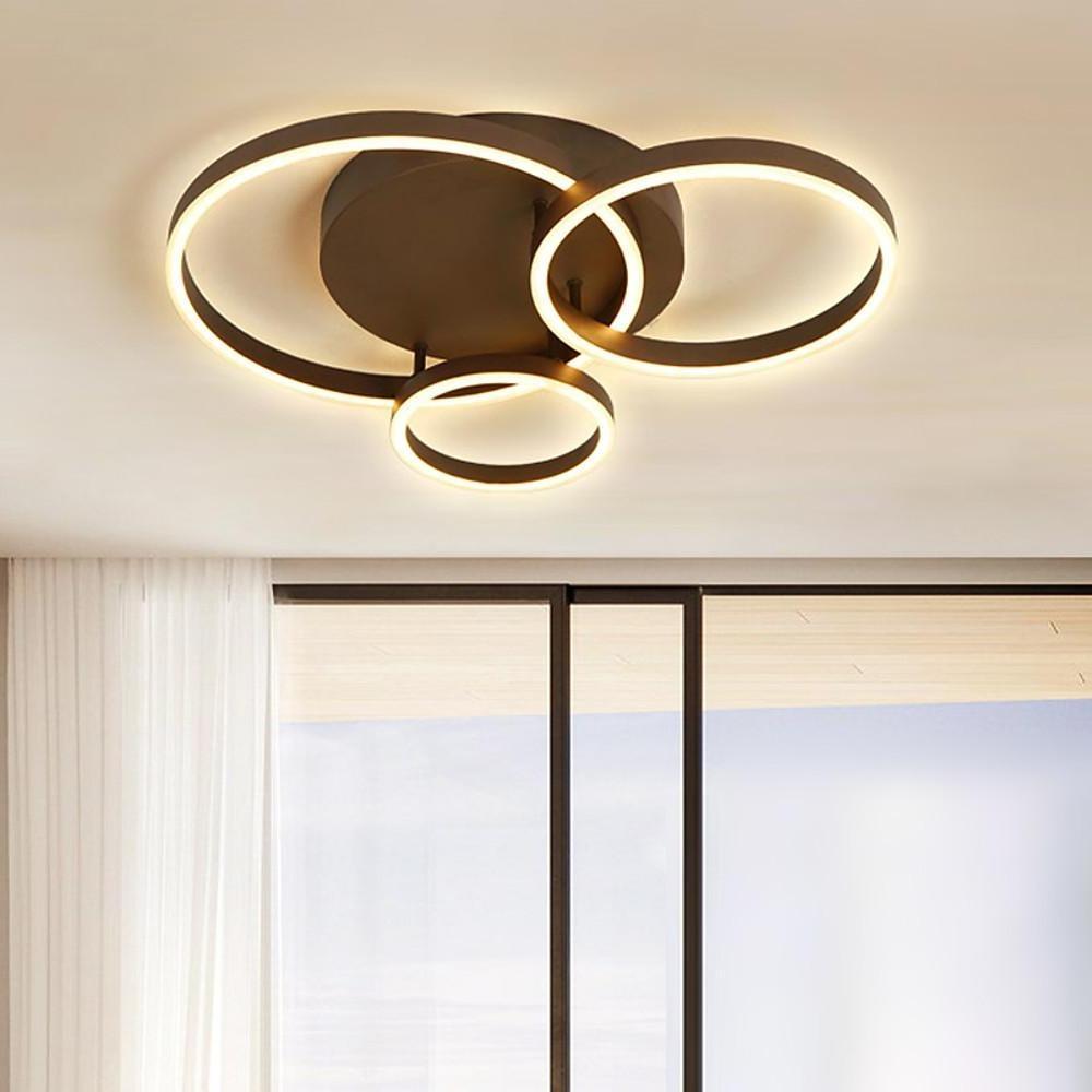 Contemporary Three Ring LED Flush Mount Ceiling Light Dimmable Geometric Metal Fixture