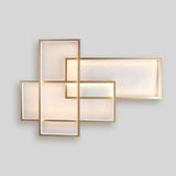 Modern Geometric LED Ceiling Light Overlapping Rectangles Flush Mount Aluminum Fixture