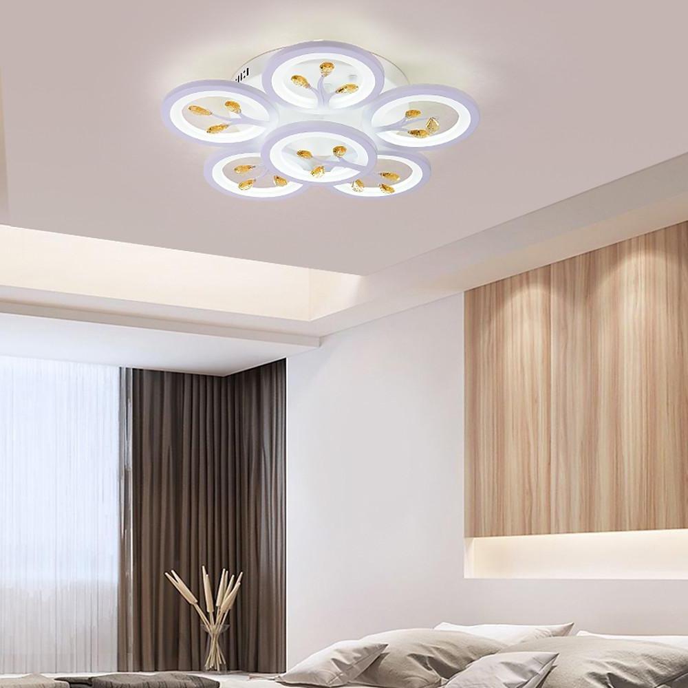 Modern White Flower LED Ceiling Light Dimmable Flush Mount Nordic Bedroom Fixture