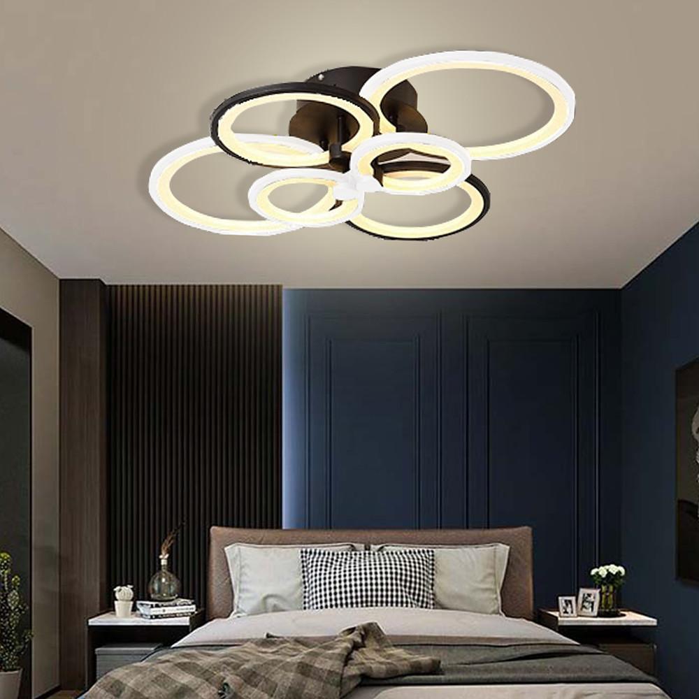Modern Multi Ring LED Flush Mount Ceiling Light Dimmable Geometric Chandelier for Living Room