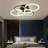 Modern Multi Ring LED Flush Mount Ceiling Light Dimmable Geometric Chandelier for Living Room
