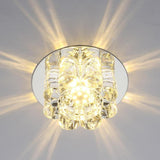 Modern Geometric Crystal Floral LED Flush Mount Ceiling Light for Hallway with RGB Multi Color Effects