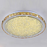 16 Inch Round Crystal LED Flush Mount Ceiling Light Modern Antique Painted Metal Fixture
