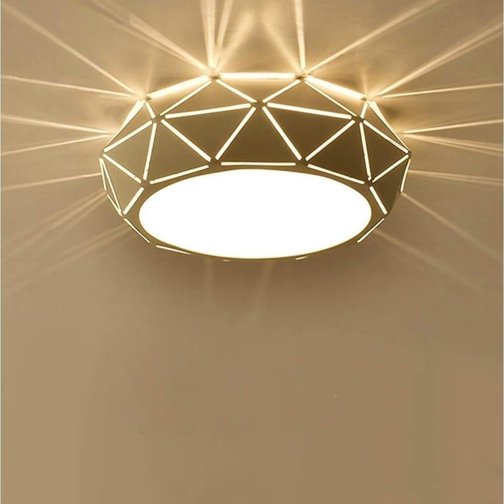 Modern Geometric Drum Shaped LED Flush Mount Ceiling Light for Living Room and Bedroom