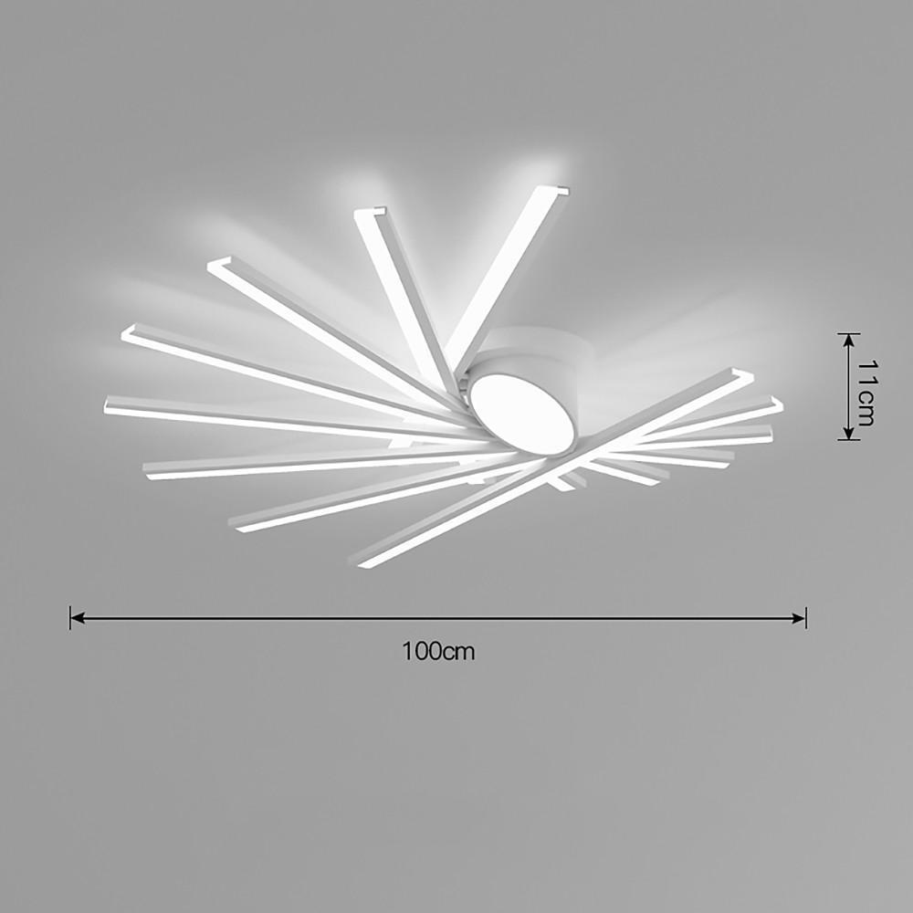 Modern Minimalist White LED Flush Mount Ceiling Light with Linear Oval Stick Design