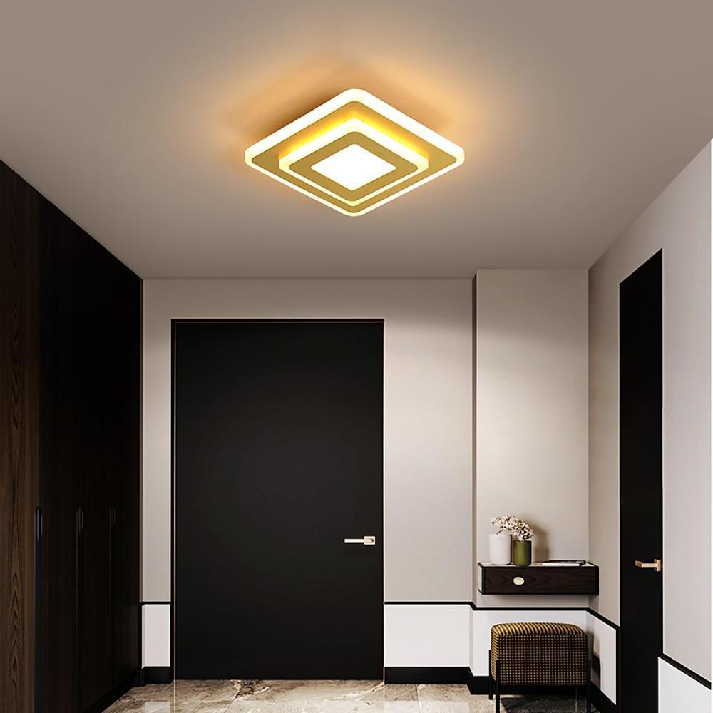 Modern Minimalist Square LED Flush Mount Ceiling Light for Hallway Entryway and Low Ceiling Areas