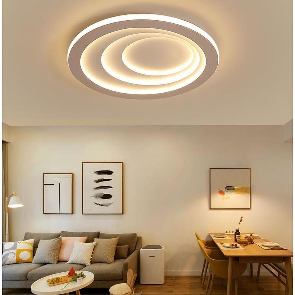 Modern Geometric LED Flush Mount Ceiling Light with Four Graduated Circles for Bedroom