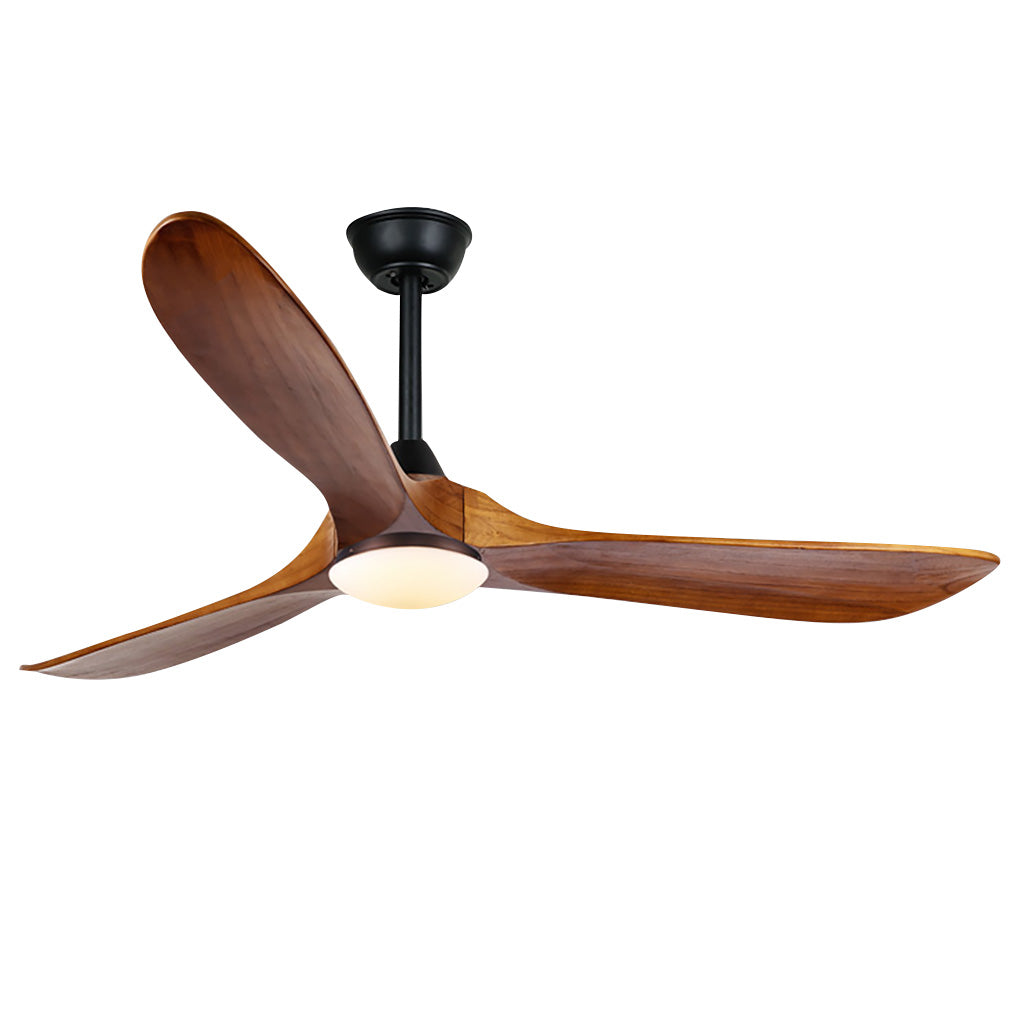 Vintage Solid Wood 52 Inch Ceiling Fan with Lights Dimmable LED Silent DC Motor Remote Control