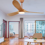 Vintage Solid Wood 52 Inch Ceiling Fan with Lights Dimmable LED Silent DC Motor Remote Control